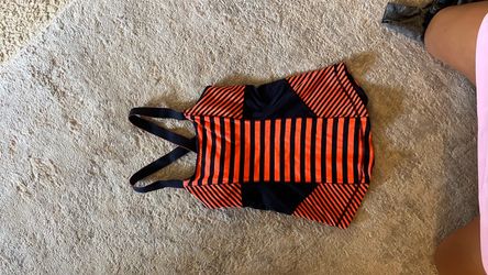 Lululemon Women’s Striped Athletic Tank Top – Orange/Black