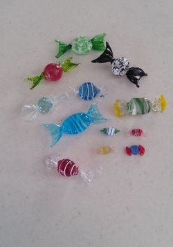 Murano Style Glass Candy Figurines Set