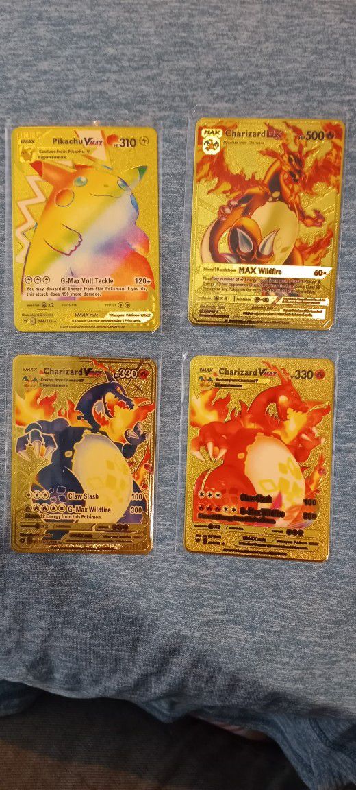 Pokemon Gold Tone Metal Cards
