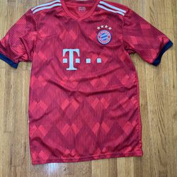 FC Bayern Munich Size  Large Red Adidas Climalite Jersey