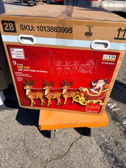 9 ft. Long Giant-Sized LED Santa's Sleigh with Reindeer
