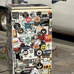 Sticker-Bomb Mini Fridge w/ Freezer (Works Great) — $65
