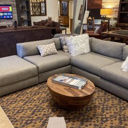Gray & White Sectional 121” X 78” With Moveable Ottoman  ( Use As Foot Rest Or Additional Sofa Piece Save $ Close out !