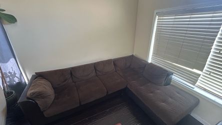 Brown sectional couch sofa