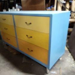 Blue Dresser With  Yellow Ombre Drawers