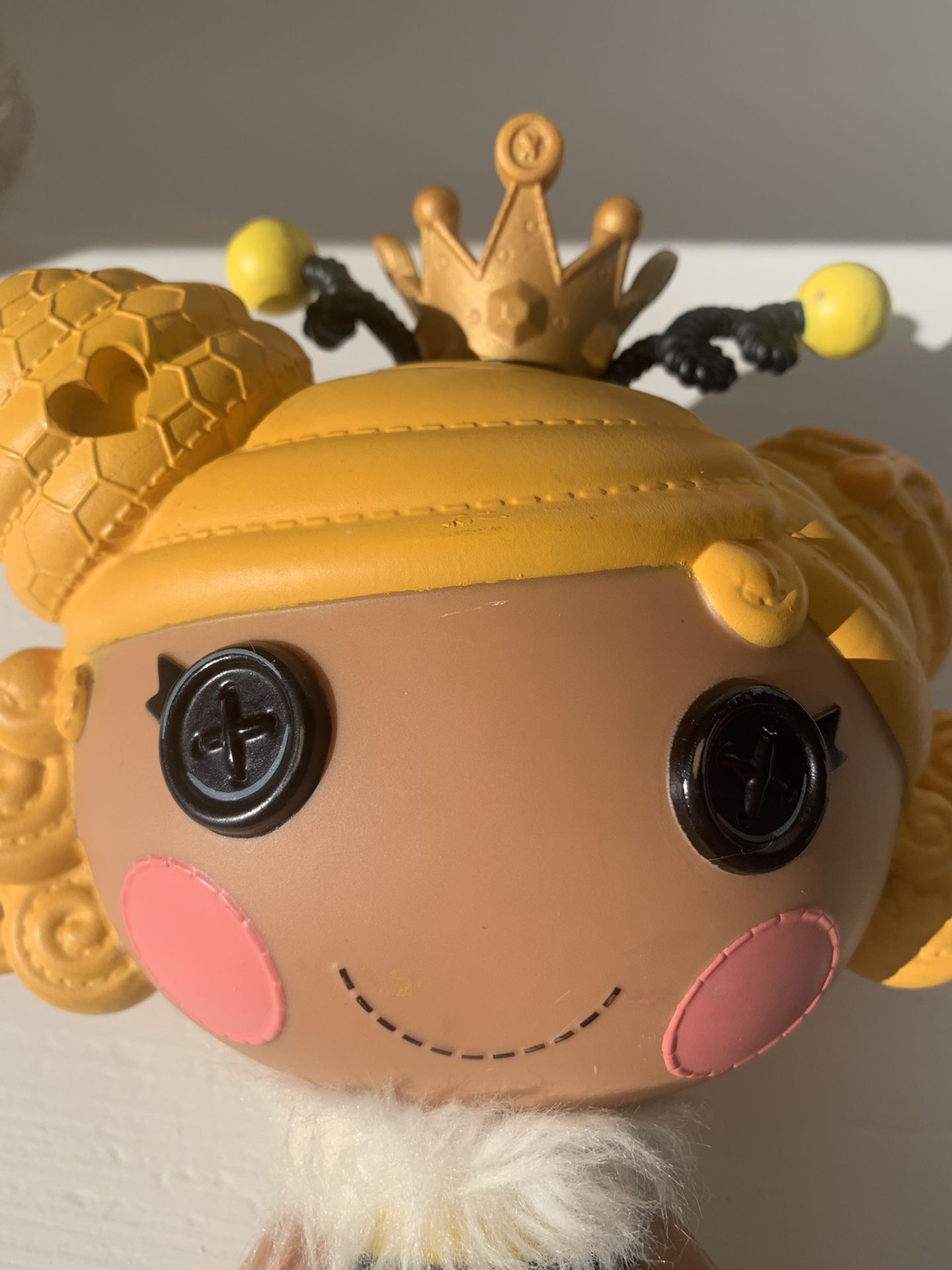 Lalaloopsy Royal T Doll Queen Bee Blonde Hair Crown Yellow Black Stripes 14”