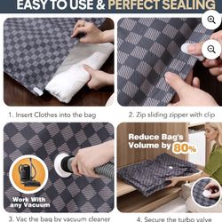 6 Piece Oxford Cloth Vacuum Storage Bags,Space Saver Seal Bags for Clothes with Hand Pump