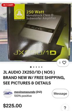 JL Audio JX250/1D Monoblock Subwoofer Amplifier