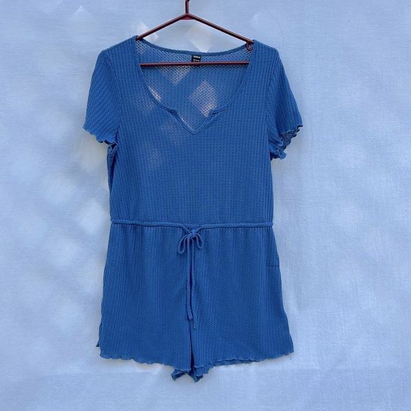 SHEIN Waffle Knit Shorts Romper