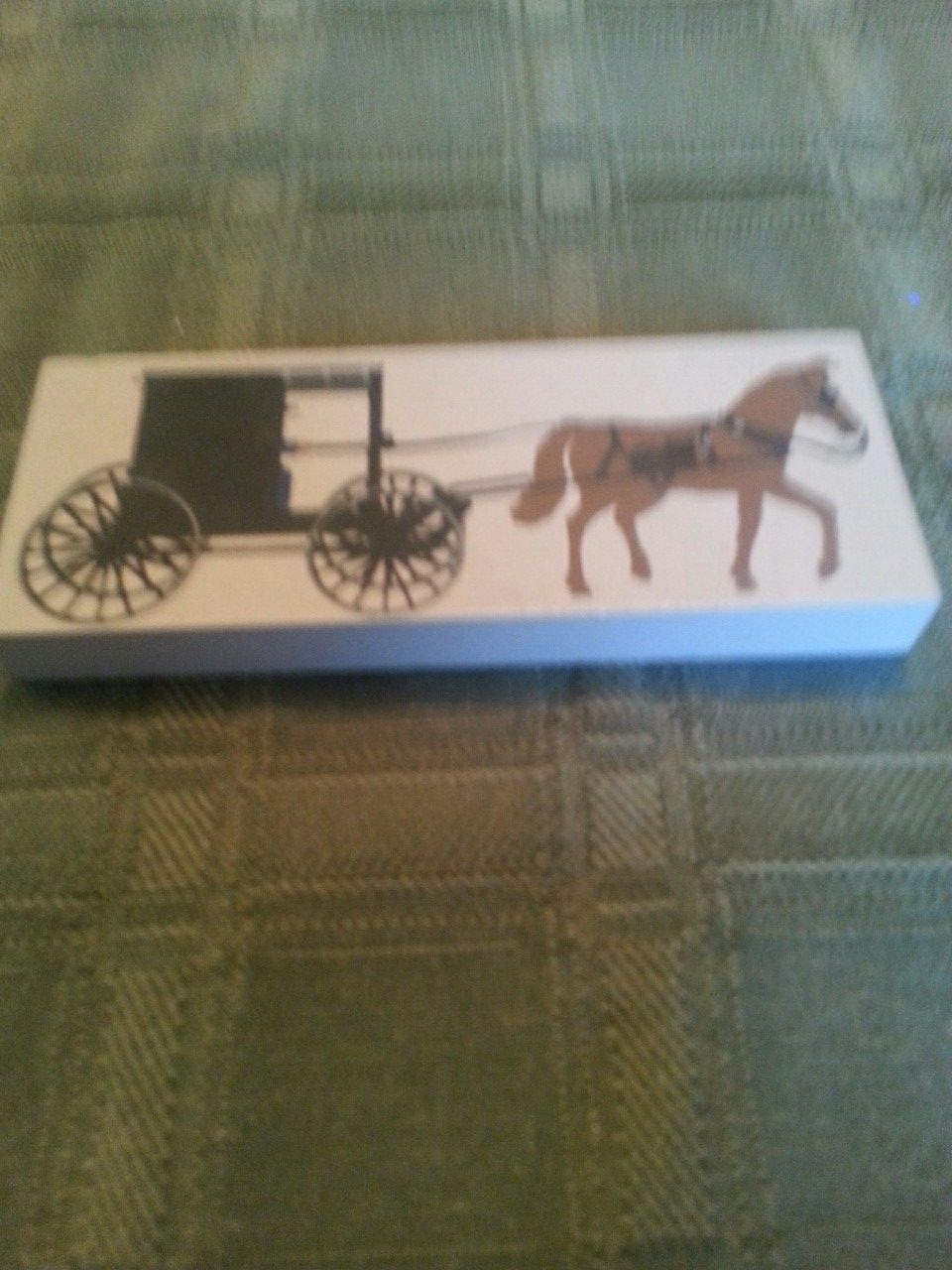 Black cat on horse with buggy
