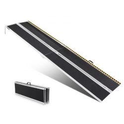 Portable Wheelchair Ramp, 10 ft 800 lbs Capacity, Non-Slip Aluminum Folding Threshold Ramp, Foldable Mobility Scooter Ramp Wheel Chair Ramp, Handicap 