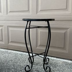 Wrought Iron And Mosaic End Table/Plant Stand