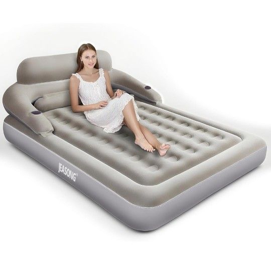 JEASONG Air Mattress with Headboard Travel Camping