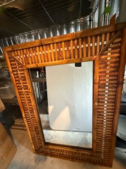 38.5x24” Bamboo Wood Mirror
