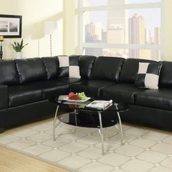 black sectional very large Faux Leather