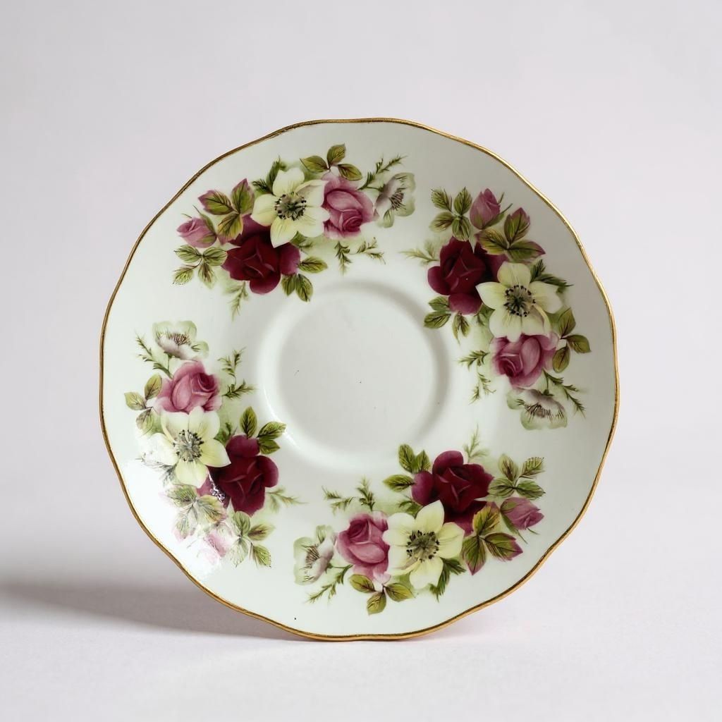Vintage Queen Anne Bone China Floral Saucer – A178 Pattern – Made in England