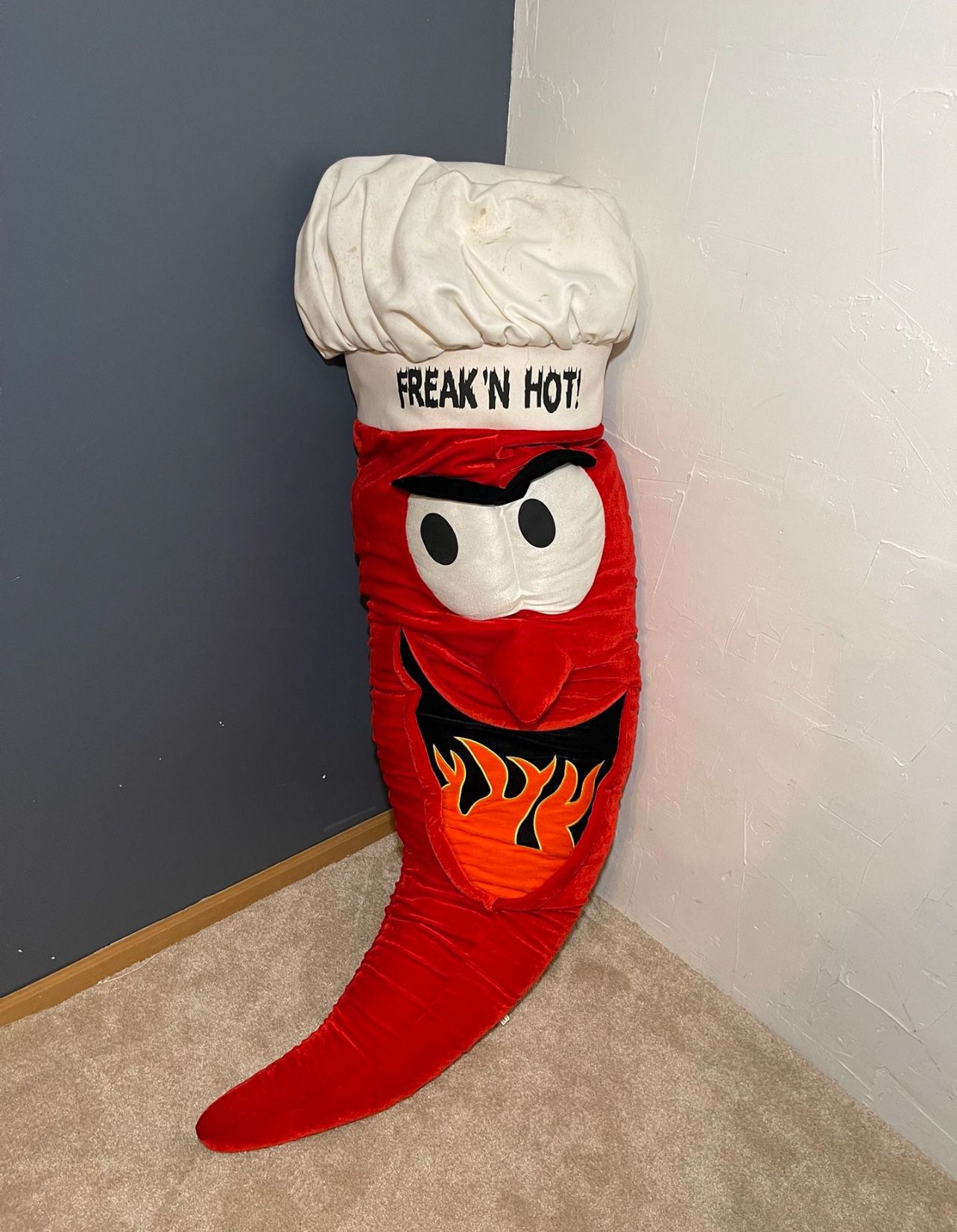 Giant 66” Giant Red Hot Chili Pepper Plush Freak N Hot Chef Hat Flaming Mouth Six Flags