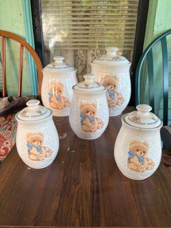 Vintage Theodore country bear canister set with lids