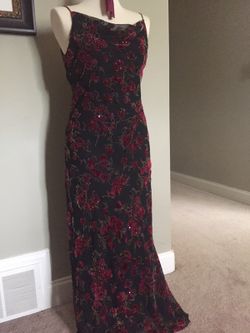 Size 10/12 maxi velvet/chiffon beaded dress