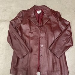 Red Leather Jacket Coat 