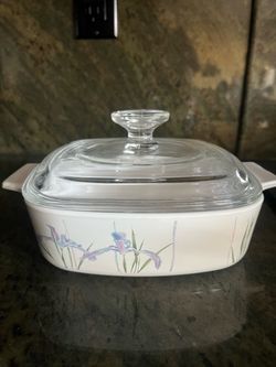 Vintage CorningWare Shadow Iris Casserole with Glass Lid