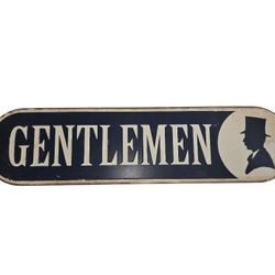 Gentlemen Tin Restroom Bathroom Sign Blue &Cream Gentleman Vintage Style Read 