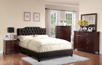Diamond Stud Headboard Black Leather Bed Frame 