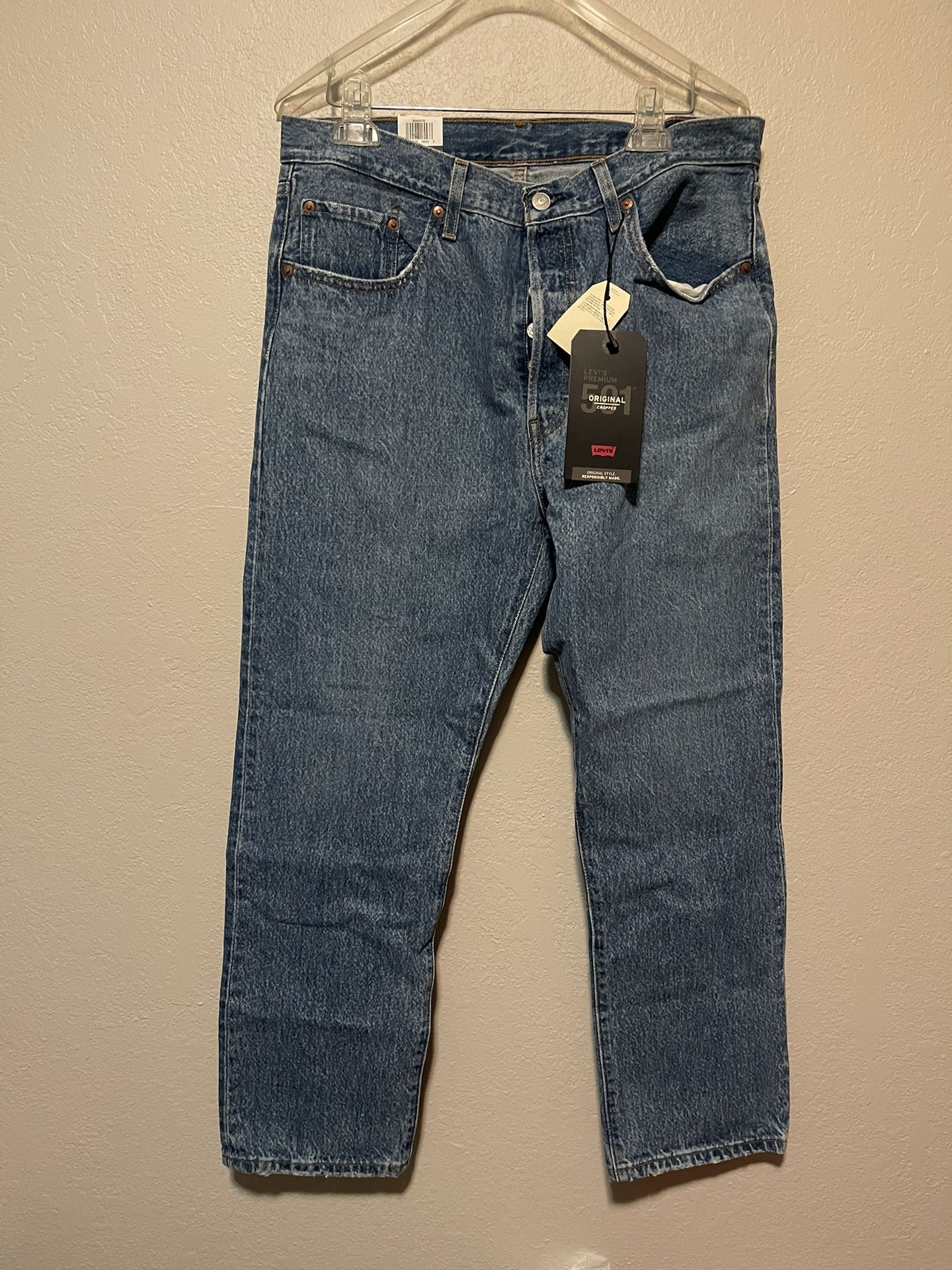 Levi’s, Women’s Blue Original Cropped High Rise Straight Leg Jeans, Size 32 NWT