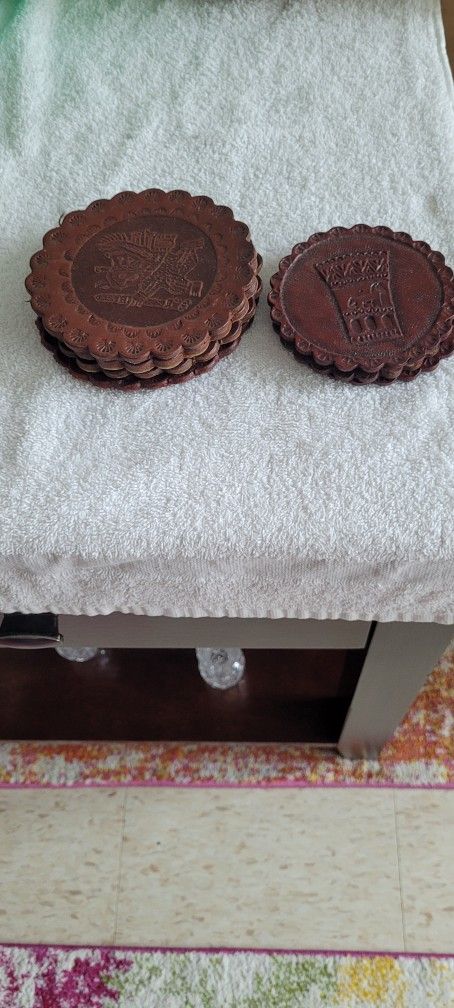 Vintage Peruvian Leather Coasters