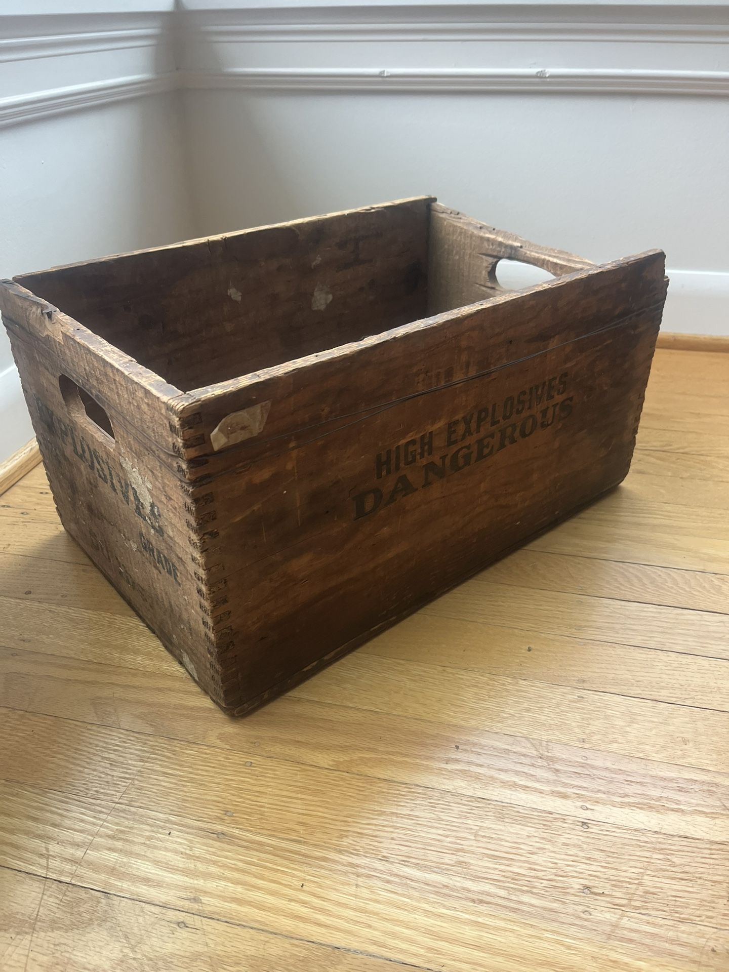 Antique genuine explosives dynamite wooden crate