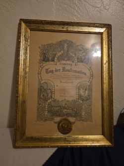 antique, ornate German confirmation certificate