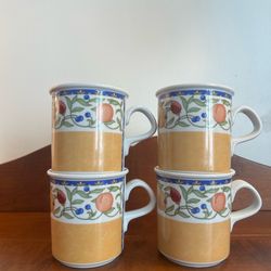 Set of 4 Dansk Fiance Fruits Mugs - excellent condition