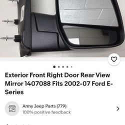 Front Right And Left Door View Mirror 2002 To 2007 Ford E Series 