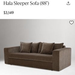 NEW IN-BOX Free Delivery West Elm QUEEN Sleeper Sofa Bed Warm Charcoal Velvet Fabric (Retail $3,800)