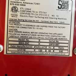 SQUARE SCRUB.  EBG 20”/C Pivot  Floor Preparation Machine 