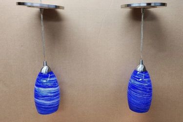 Blue Swirl Glass Pendant Lights Set of 2 $10