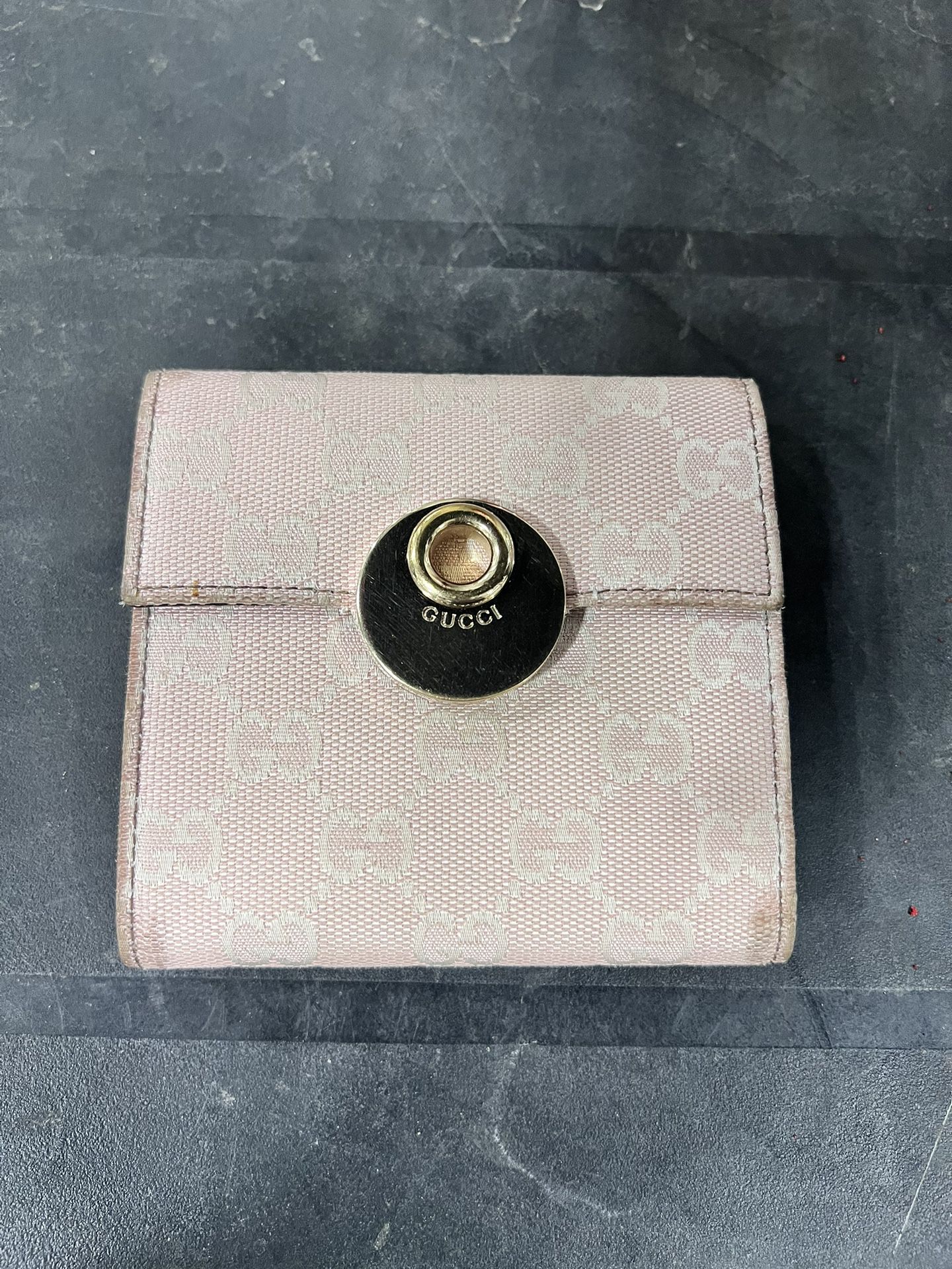 Pink Gucci GG Canvas Eclipse Compact Wallet
