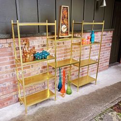 Mid Century Modern Gold Etagere Wall Unit Or Display Shelf Vintage 