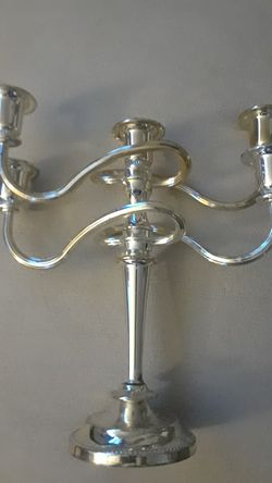 11" TALL x 10" WIDE SILVER PLATED CANDELABRA/ CANDLE HOLDER