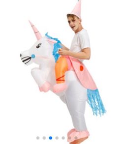 Adult unicorn riding battery operated inflatable
