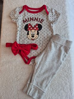Minnie Mouse Baby Girl 3-Piece Set, 3-6 mo