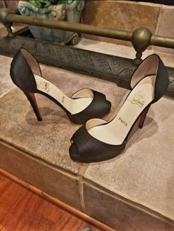 Christian Louboutin Black Satin Pumps size 6.5