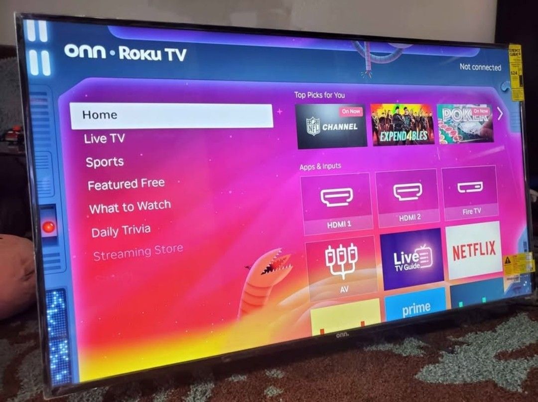 50" roku smart tv 4k basically new less than 3 months old. No legs come with free mount great quality pics no scratch. Still have the plastic protec