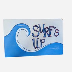 Pottery Barn Kids Surfs Up Wooden Beach Sign Nautical Coastal Blue