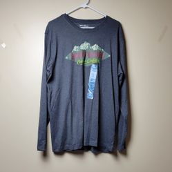 NWT Eddie Bauer Men's Graphic Long Sleeve Tee Asphalt Ridge Size L