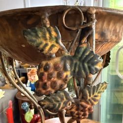 VTG French Art Nouveau adorned grapes-leaves-vines iron welded 17”Tx13”W