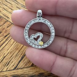 925 Sterling Silver Round Heart Pendant $15 Firm