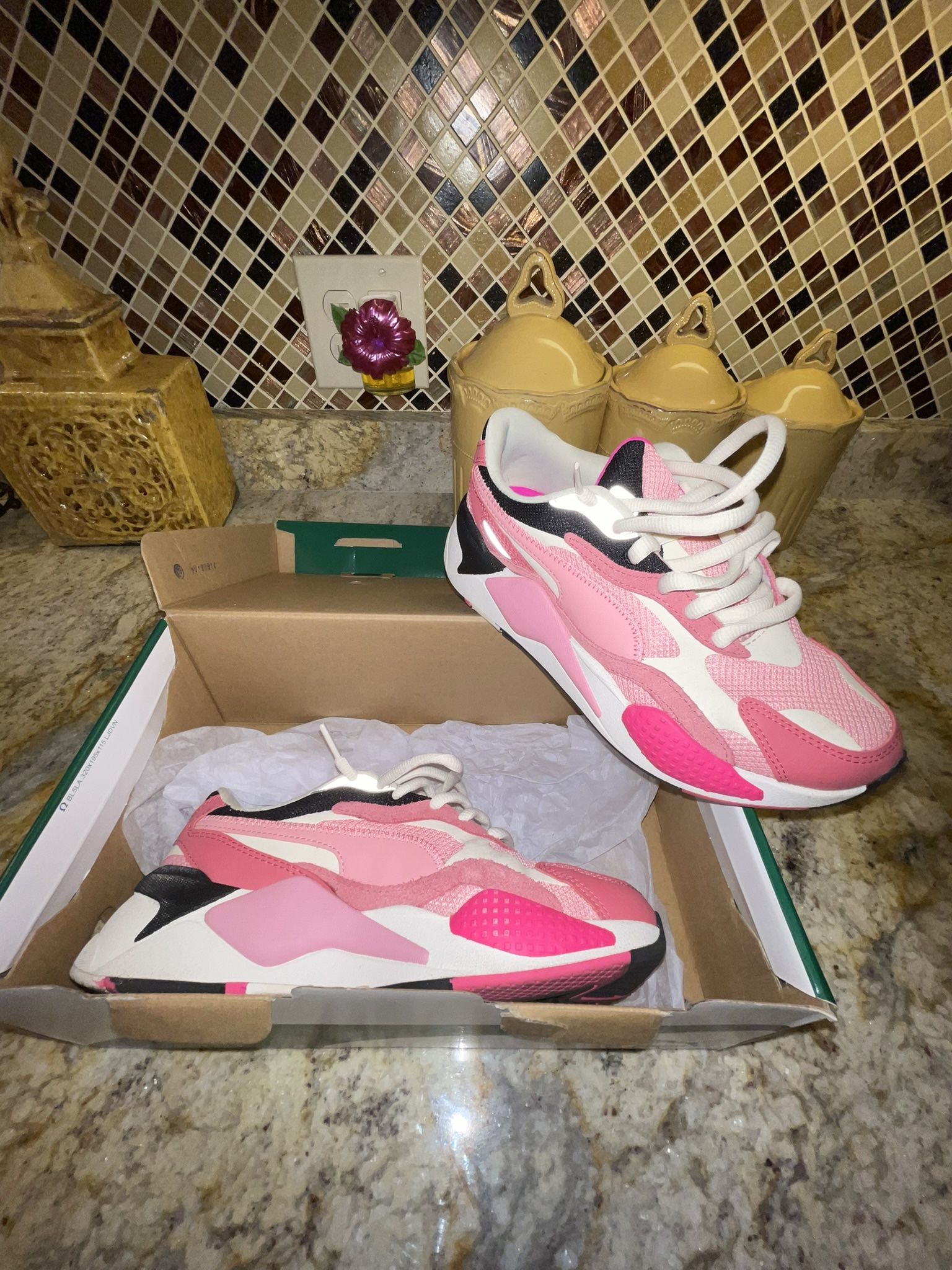 Puma Sneakers RS X3 Puzzle (rose peony white) Women's Size
