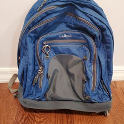 LL Bean Blue Large Backpack Bookbag Hiking Bag