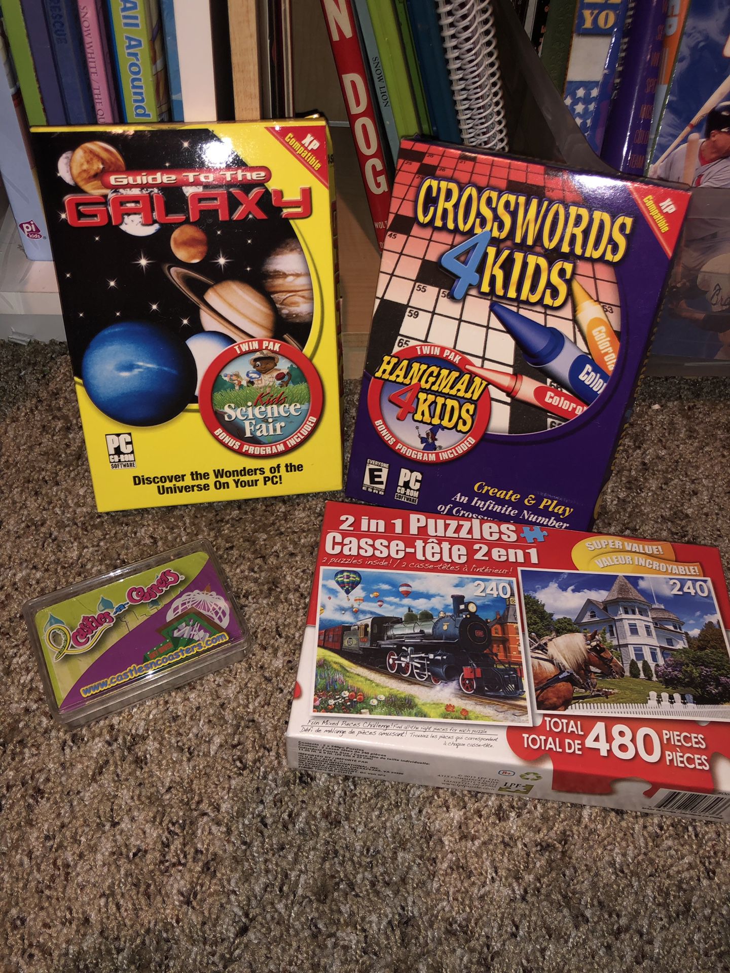 4 toys new sealed only $2.00. Puzzle, games, cards
